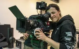 Films.Solutions member reviewing the camera frame for the U2 project